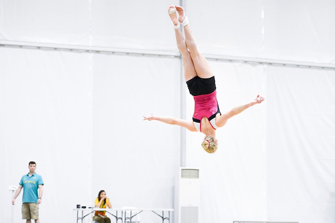 2016年7月31日，澳洲體操選手Larrissa Miller 正在練習。