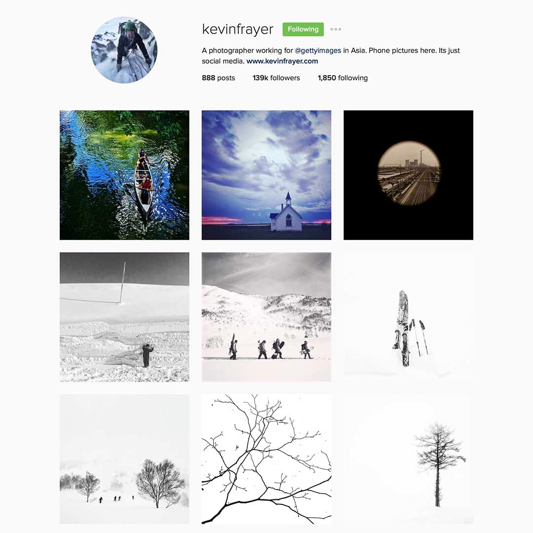 Kevin Frayer (@kevinfrayer)，Getty圖片社駐亞洲攝影師，Instagram #eyeonchina創辦成員，曾獲多個世界新聞攝影比賽獎項。