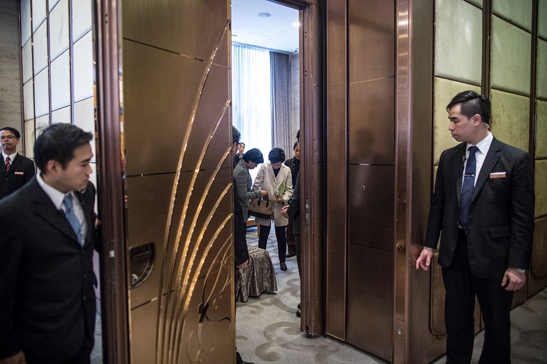 特首候選人林鄭月娥出席保險界選舉論壇。