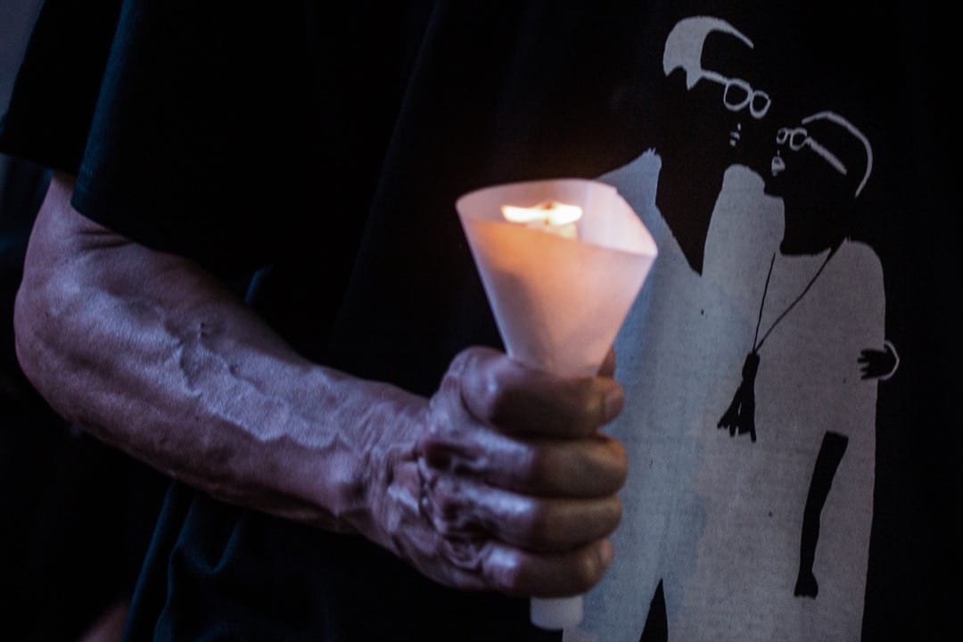 有支持者身穿印有刘霞及刘晓波的T-shirt 。