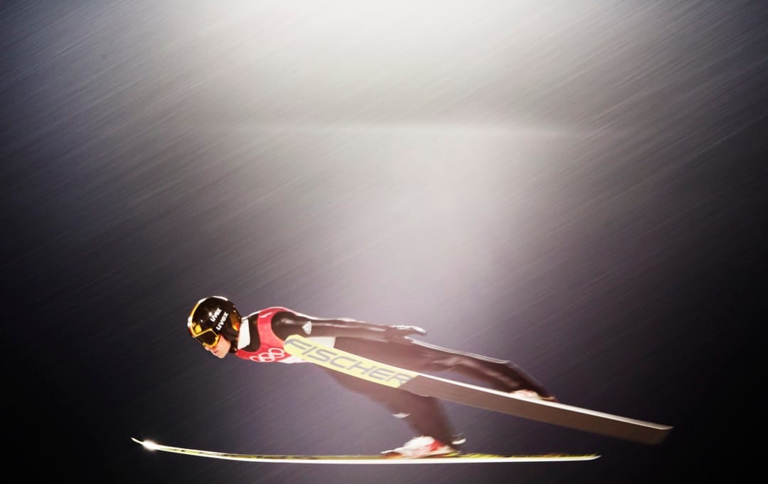 2018年2月16日，德國跳台滑雪選手 Andreas Wellinger 挑戰男子單人高台項目個人資格賽。