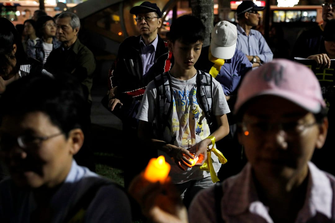 “爱台大 为大学自主而战” 烛光晚会现场。
