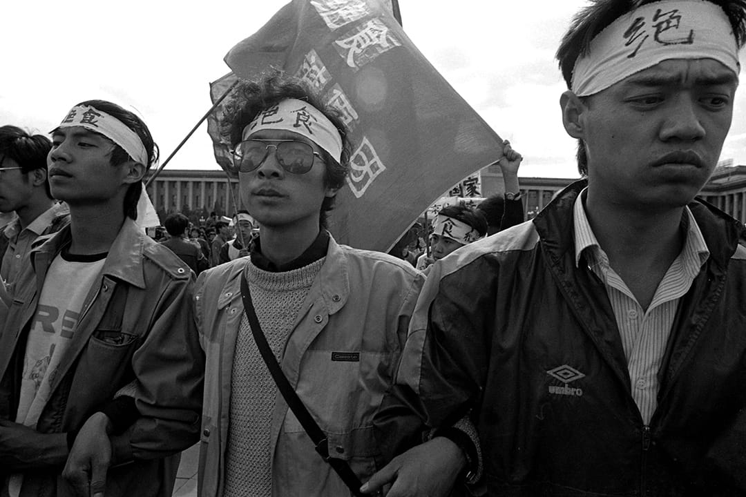 1989年5月13日,王丹和吾爾開希。