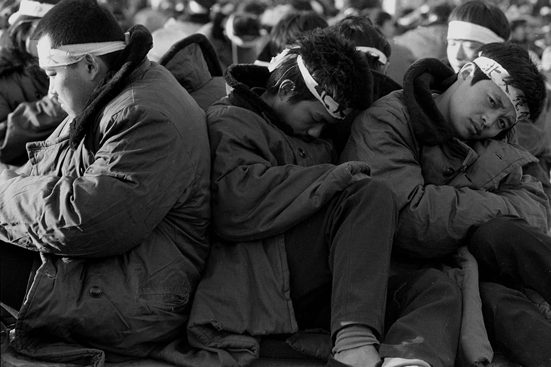 1989年5月14日,北京天安門廣場上絕食的學生。