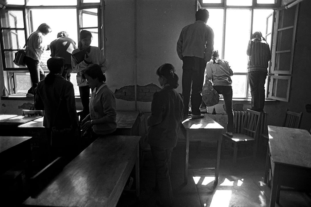 1989年4月26日,北京高等學校學生聯合會記者會。