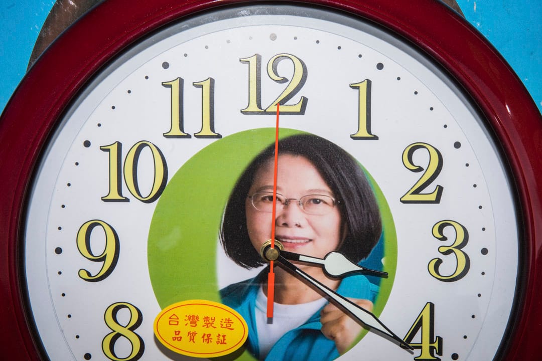 2020年1月5日，台南市舉行蔡英文造勢活動，商販在售賣蔡英文紀念品。