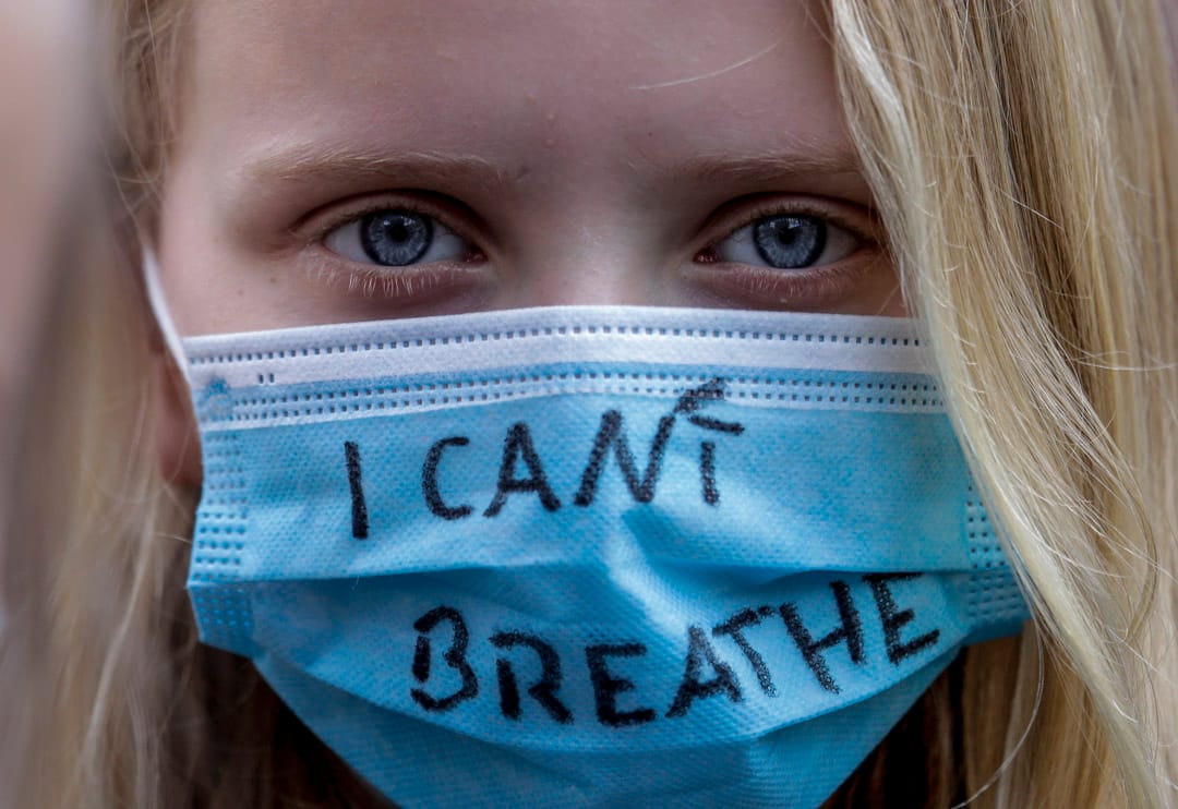 2020年6月6日，德國柏林的民眾上街聲援美國示威。